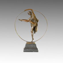 Tänzerin Statue Hula-Hoop Lady Bronze Skulptur, a. Godard TPE-358